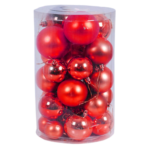 Christmas tree baubles red, shiny, matt, various sizes