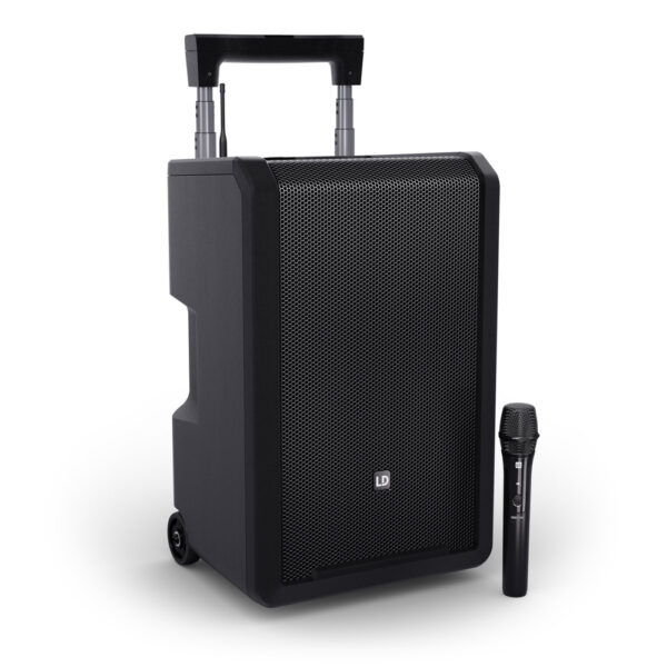 10" Mobile Bluetooth® PA speaker with rechargeable battery, mixer and 1x wireless microphone